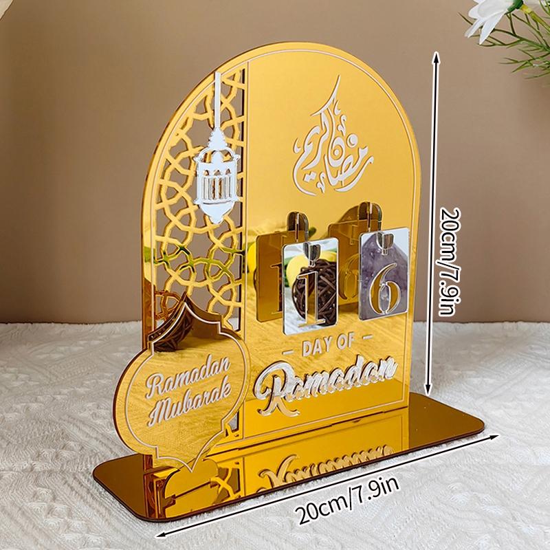 Acrylic Ramadan Countdown Calendar Gifts Gold Black Replacing Numbers Ramadan Mubarak Islam Advent Day Candelabras Wedding Decor