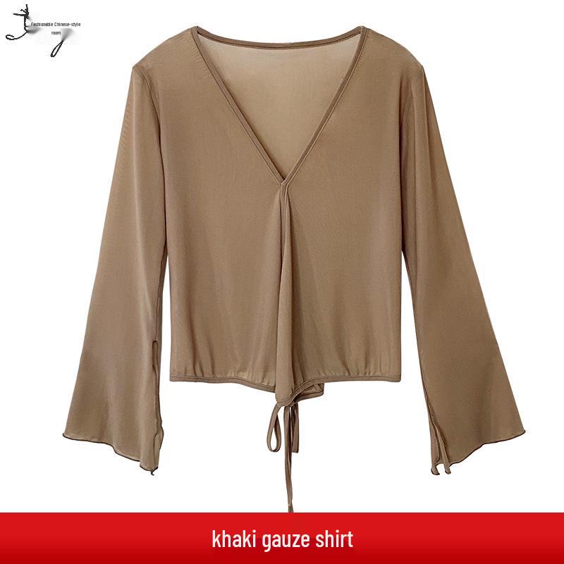 Костюм для китайского классического танца: Женский комплект из топа из сказочного газа и сетчатой юбки