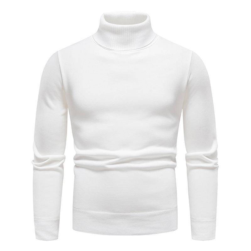 Men's Thick Knitted High-Neck Fleece Pullover Sweater - Autumn & Winter Casual Style