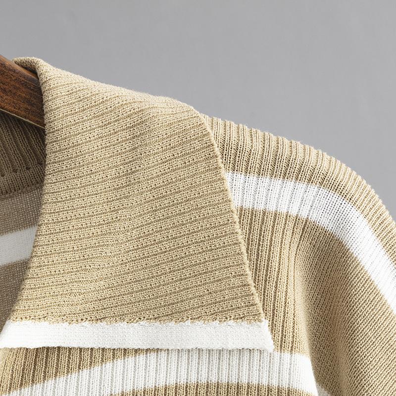 GMXIA Contrasting Color Striped Fashion Set Summer Casual Loose Knitted Wide-leg Pants Two-piece Set