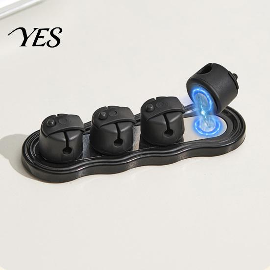 Data Cord Organizer Magnetic Cable Holder, 4 Slot Desk Management, Soft USB Holder Line Clips, Adhesive Wire Fixer for Office Home