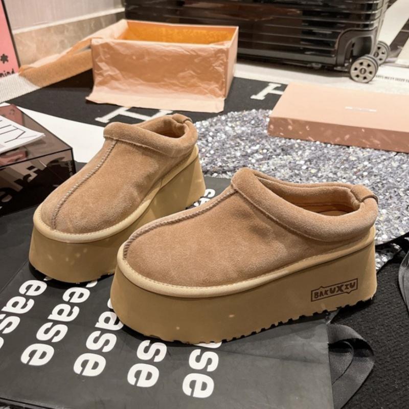 Модные замшевые мюли на платформе, женские туфли на плоской подошве из хлопка, брендовые зимние теплые шлепанцы 2025 года, трендовые повседневные модные удобные туфли Zapatos Mujer