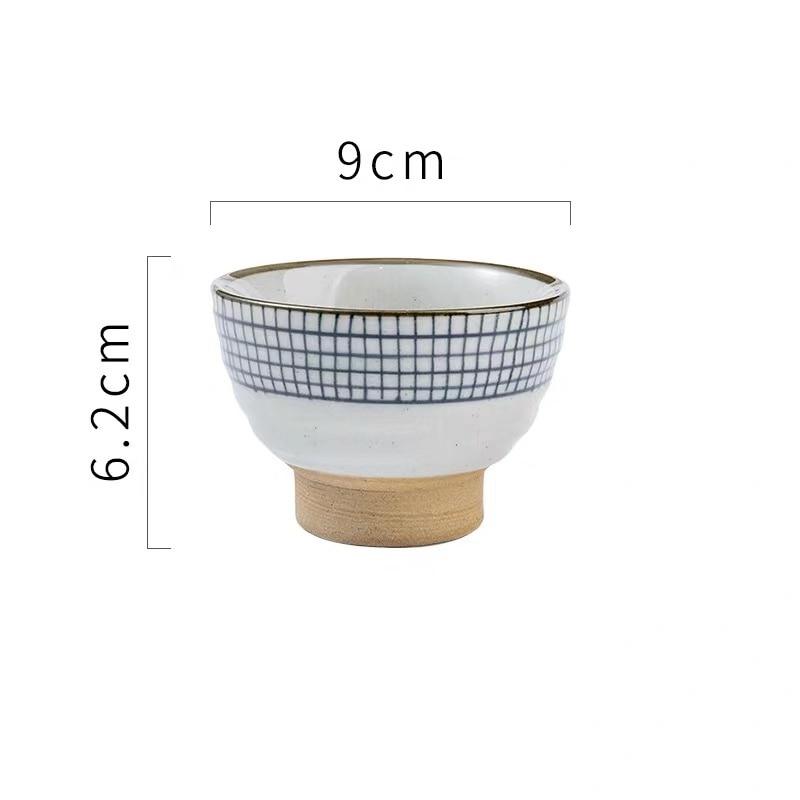 Керамическая чашка для супа в японском стиле, грубая керамика, ручная роспись, решетчатый узор, чайные чашки, креативные ретро чашки для вина, офисная посуда