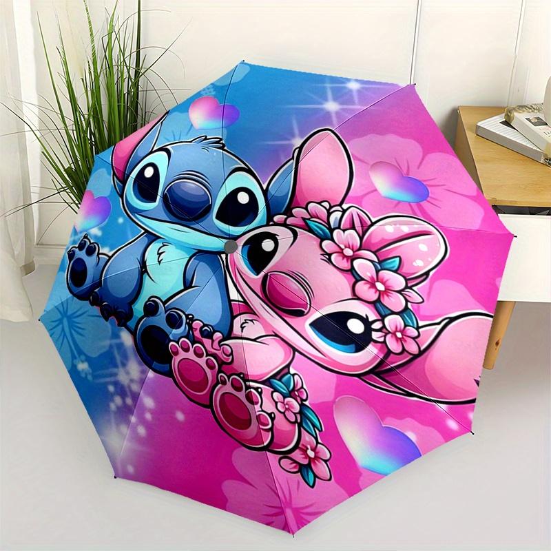 1pc Stitch,Love Automatic Folding Umbrella: Compact 8 Bone Design Cartoon Outdoor Travel Companion, Business Umbrella, Christmas Valentine's
