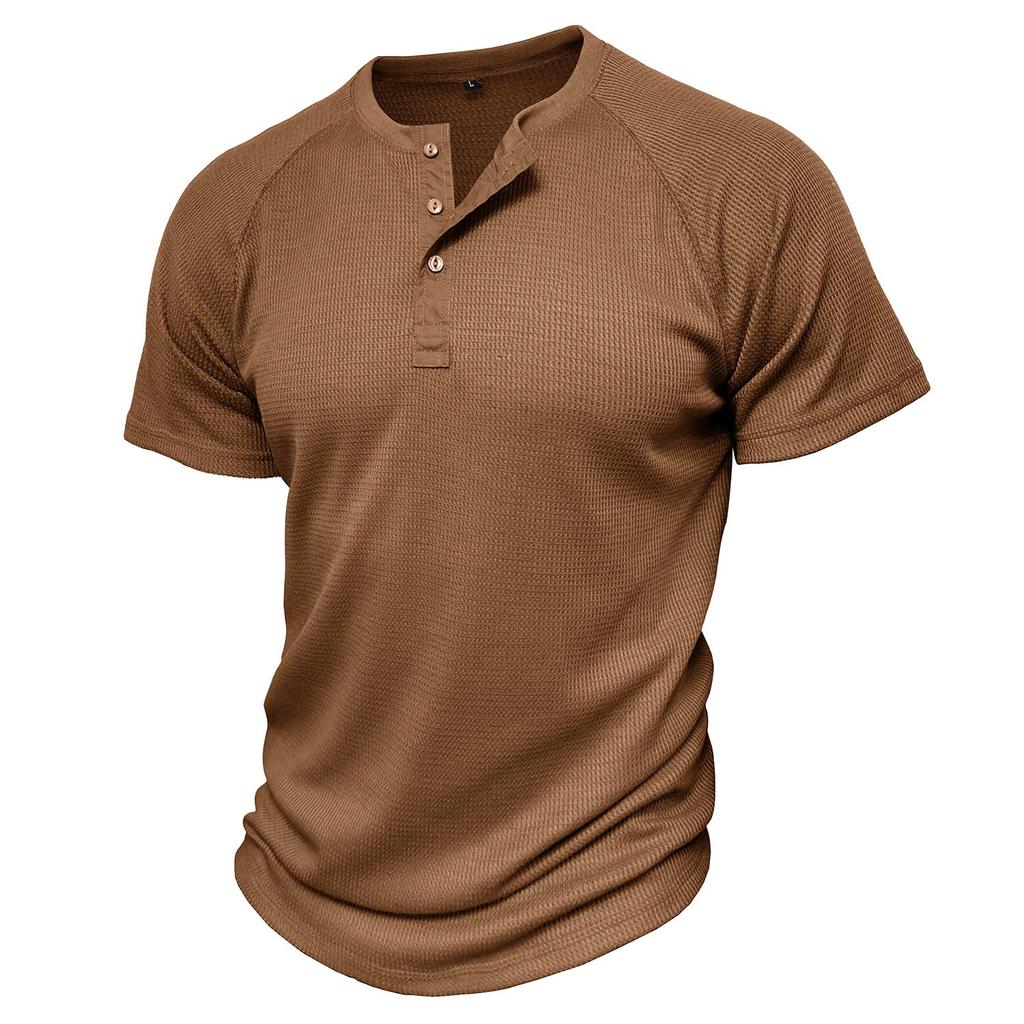 Мужские рубашки на пуговицах, вафельные футболки с короткими рукавами и круглым вырезом, летние пуловеры, повседневная праздничная повседневная одежда