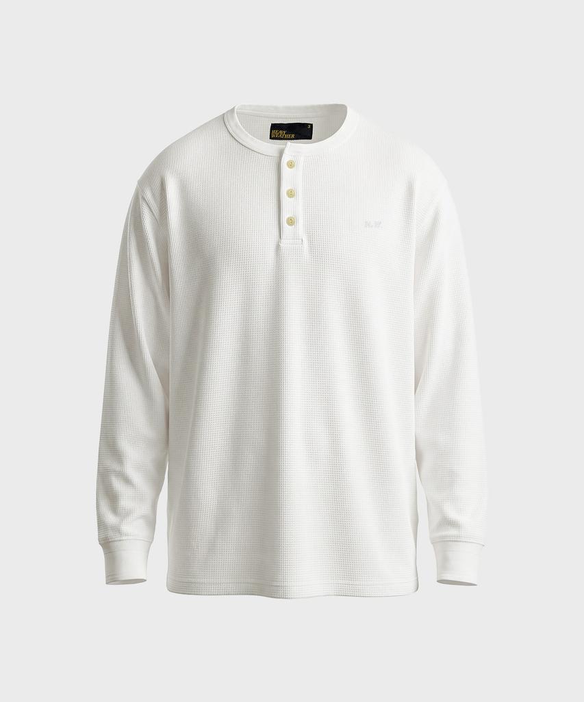 HEBIWEDEO Washable Waffle Henley Neck