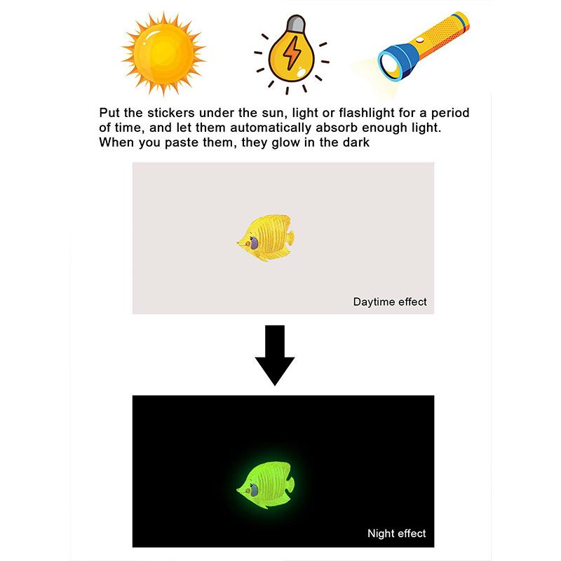 Мультфильм светящиеся в темноте настенные наклейки домашний декор светящиеся флуоресцентные морские животные наклейки для украшения детской комнаты