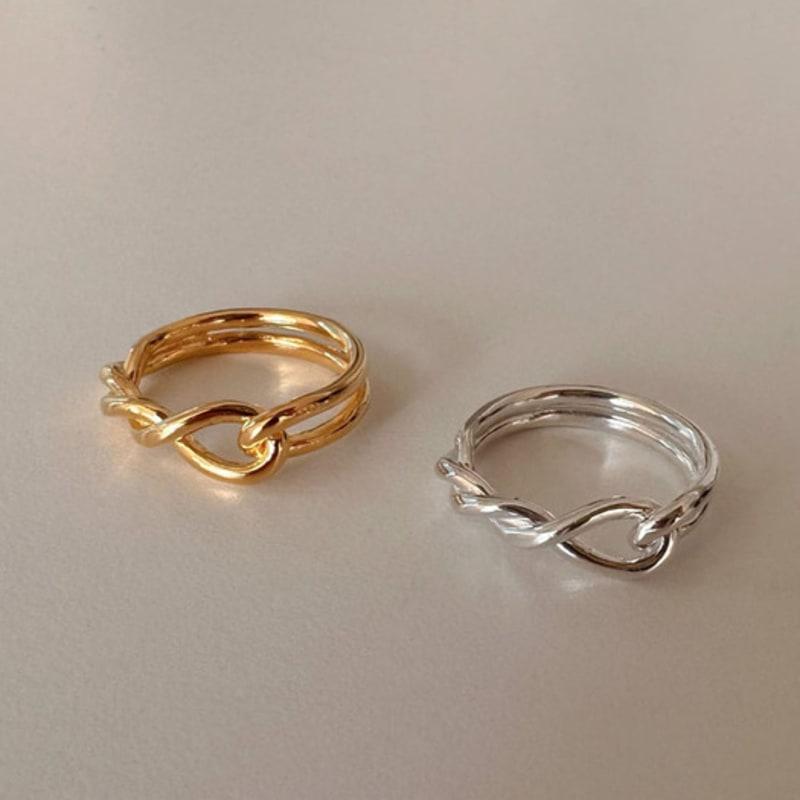 youngglow silver925 double line loop ring (2color)