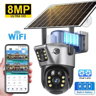 LS VISION 4K 8МП Wi-Fi/4G SIM Солнечная камера Двойные экраны Уличная WiFi Солнечная IP PTZ Камера Автоматическое слежение Аккумуляторная CCTV Камера видеонаблюдения