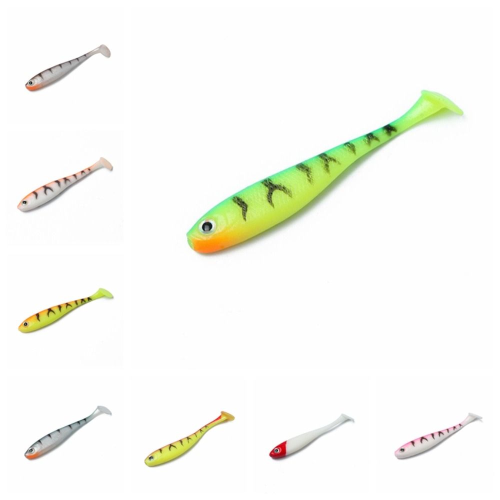 5PCS Artificial T-tail Soft Bait Silicone Jigging Wobblers Paddle Tail Swimbaits  Pike