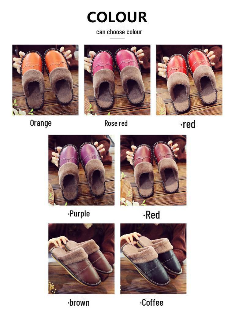 Тапочки Haining из натуральной кожи с меховой подкладкой из коровьей шкуры — уютное тепло для пар осенью и зимой