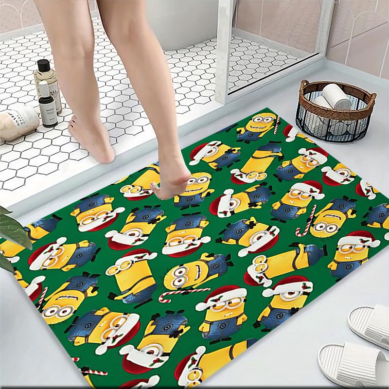 1Pc Christmas Minions Fabric Carpet Rug Soft Washable Antislip Home Living Room Sofa Mats Personalized Christmas Rug