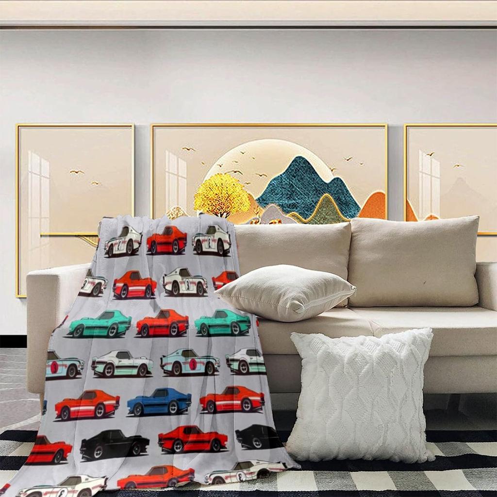 Racing Print Flannel Blanket Soft Plush AllSeason Bed Sofa Camping Birthday Holiday Gift