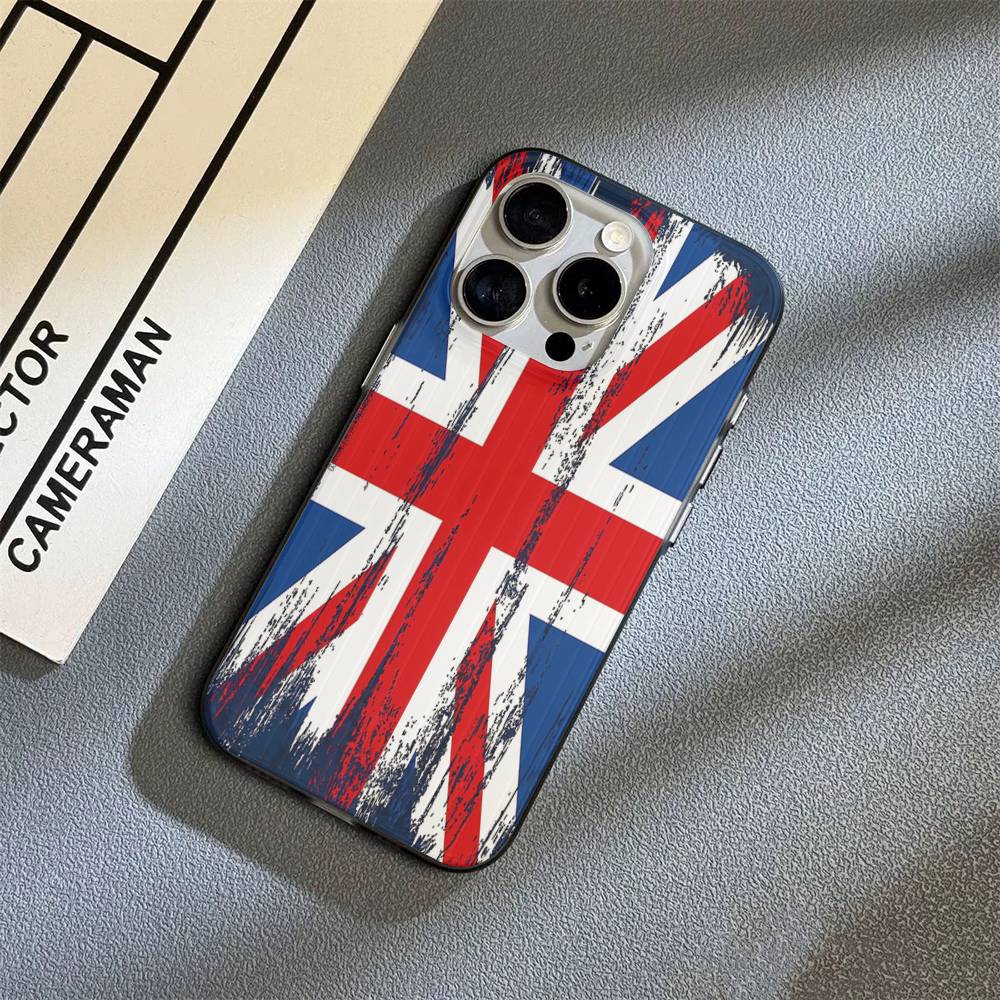 Чехол для телефона с флагом Великобритании Англии Для IPhone 17 16 15 14 13 12 11 Гофрированный Матовый Мягкий Чехол Противоскользящий