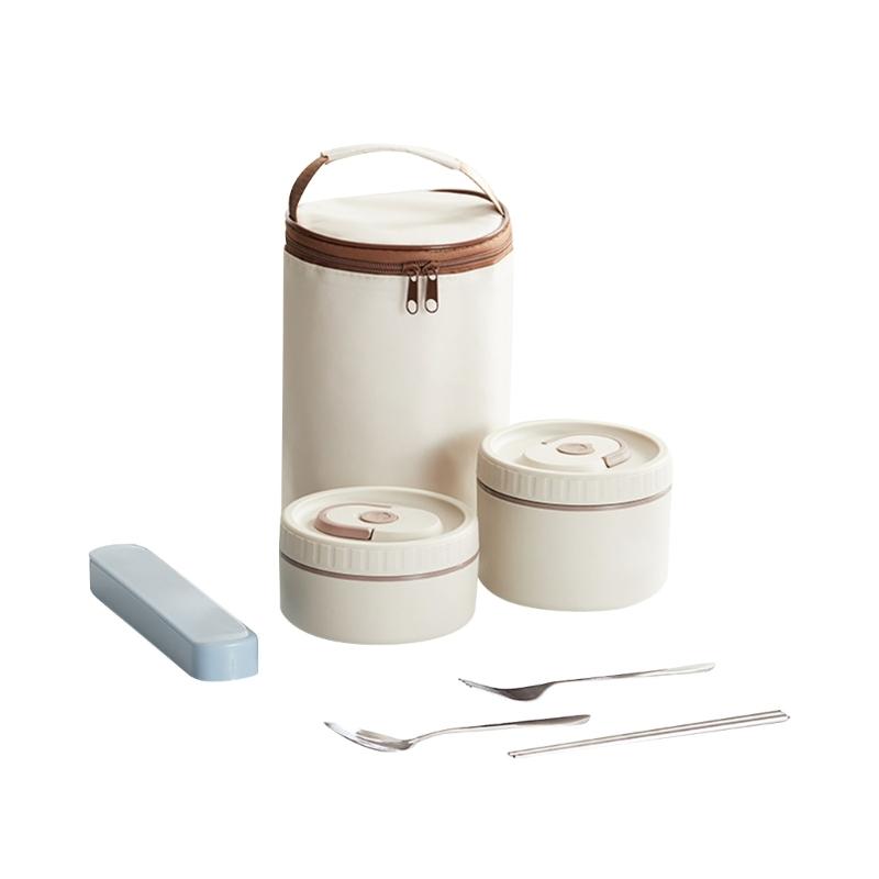 Thermal Food Storage Container 4 Compartment Bentos Box Set with Insulated Lunch Bags for Office School Use