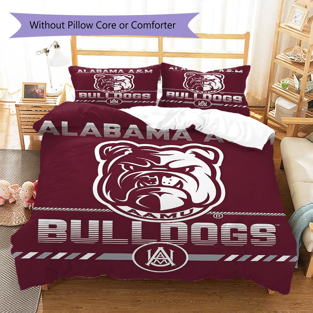 Alabama A&m Bulldogs Pattern Bedding Set Quilt Cover Pillowcase Home Decor Gift (1 * duvet cover + 2 * pillowcase, without core)