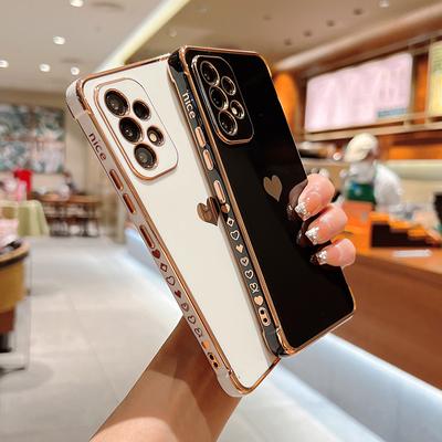 Чехол для телефона с гальваническим покрытием и сердечком для Samsung Galaxy S24 S23 S22 Ultra A13 A52 A53, защитный противоударный чехол для задней панели
