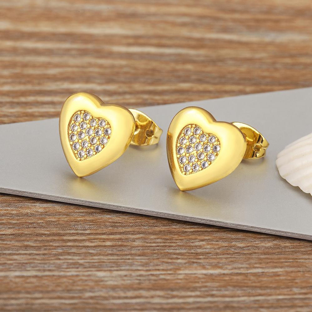 Nidin Новые Модные Классические Дизайнерские Серьги-Пуссеты с Подвеской в Форме Сердца для Женщин Блестящие Кристаллы Циркония Ювелирные Изделия для Ушей Подарки на День Рождения