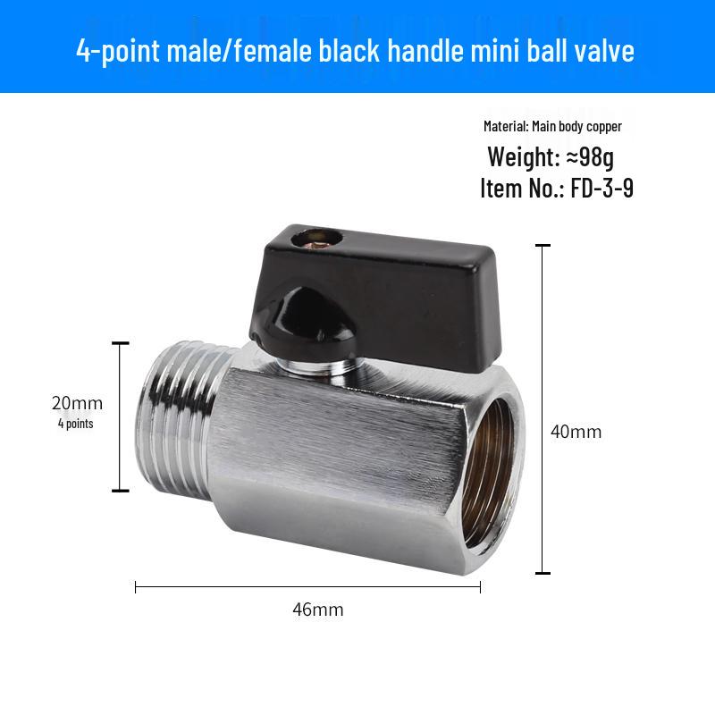 Super Short Mini Brass Ball Valve, 1/8" - 1/2" Thickened Male & Female Valve Switch