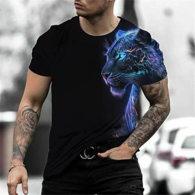 Футболка с 3D принтом Tiger Fighting Animal Beast Fierce, летние мужские топы с короткими рукавами большого размера, футболки, мужская дизайнерская одежда