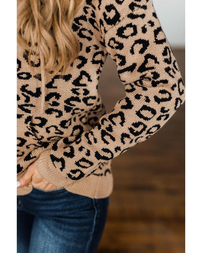 Azura Exchange Леопардовый вязаный худи со шнурком