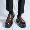 Spring Summer Versatile Thick Soled Round Toe Man Loafers Brown Leather Daily Wedding Fashion Dress Slip-on Party Casual Shoes