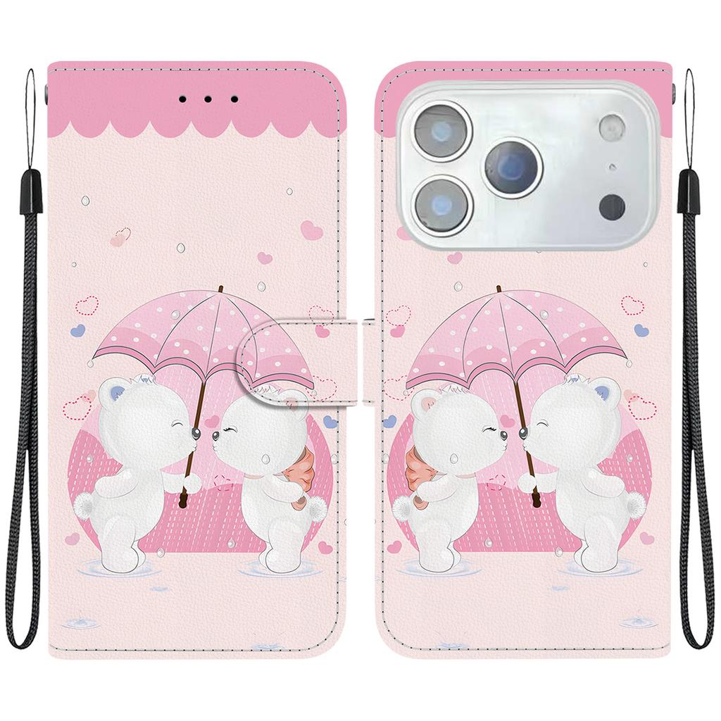 For iPhone 17 Pro Max Case Pattern Printing Anti-Drop Leather Flip Wallet Phone Cover with Lanyard