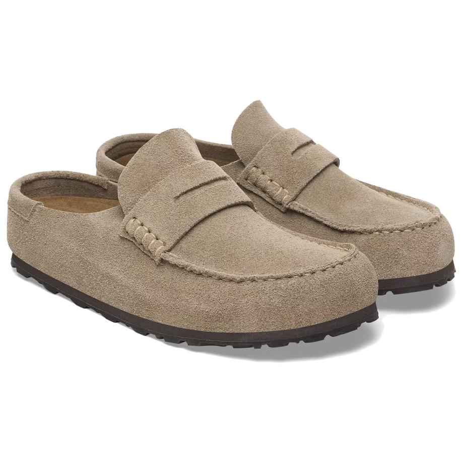 Birkenstock Неаполь Упакованные Модные Удобные Дышащие для улицы Подошва из ЭВА-резины Износостойкие Закрытый носок Шлепанцы Унисекс Шлепанцы Серо-коричневые 1029675