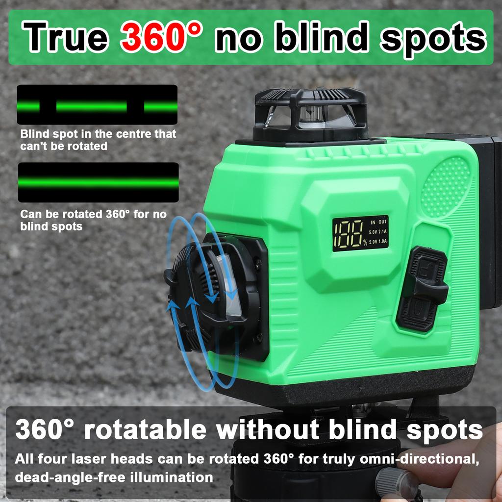 Многофункциональный 16-линейный лазерный уровень 3 градуса Самовыравнивающаяся машина Перезаряжаемая литиевая батарея для выравнивания