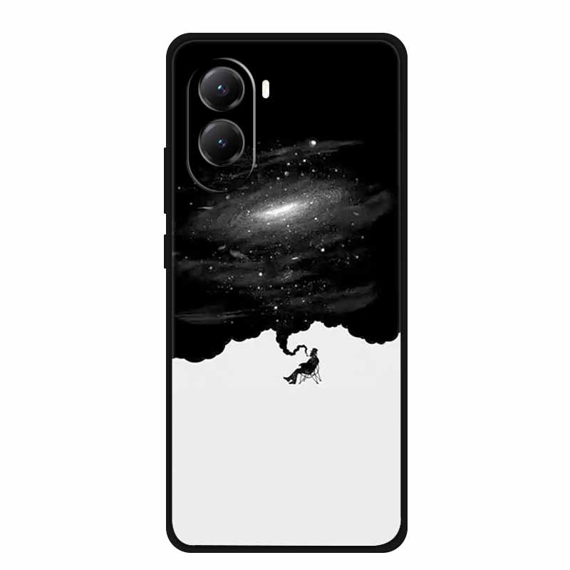 For Xiaomi Poco M7 4G Case Cat Painted TPU Black Soft Silicone Phone Case Color Lattice Bumper Protector New for Poco M7 Fundas