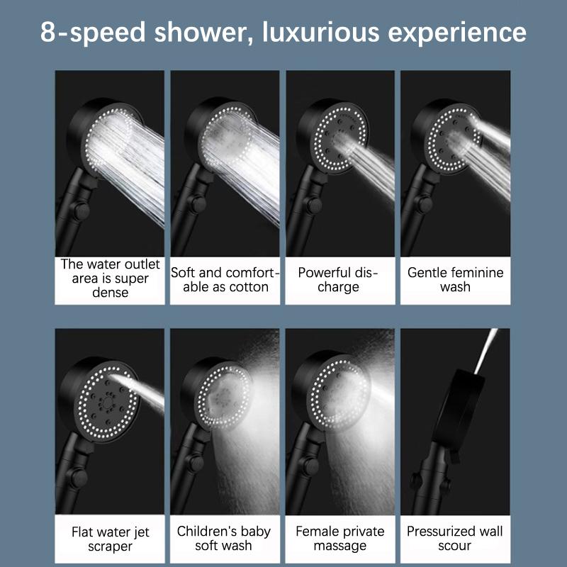 Душевая лейка высокого давления для ванной комнаты с 8 режимами распыления, фильтр для водонагревателя, большая панельная душевая форсунка