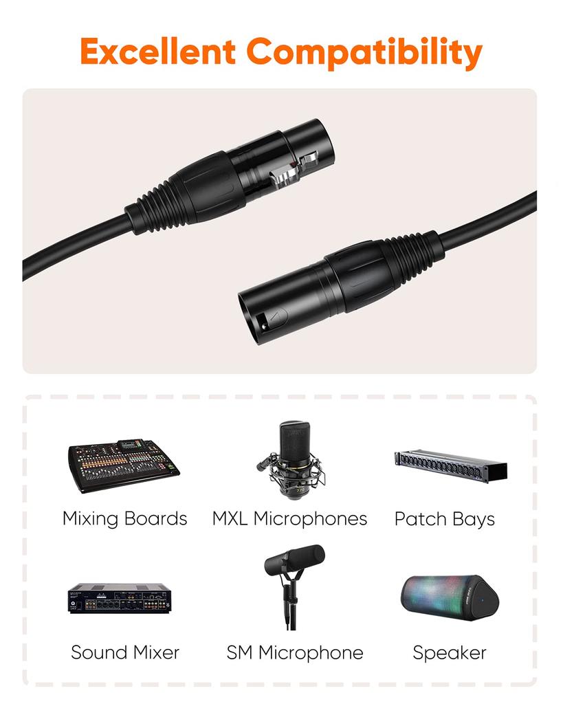 XLR Conversion Cable,CableCreation 3 Pin XLR Male To Female Balanced Microphone Conversion Cable Compatible with Recording Applications, Mixers,