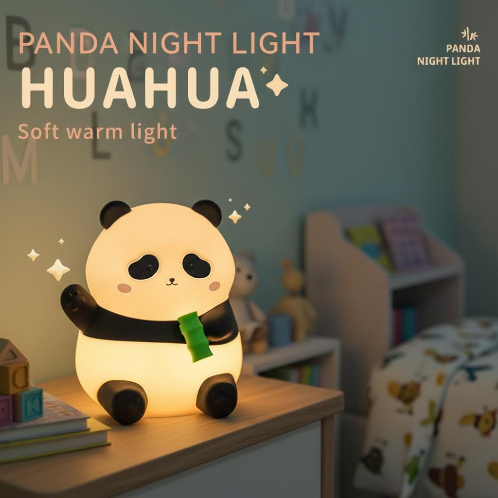 Xiaomi Cartoon Panda Silicone LED Night Light with Touch Sensor - Kid's Bedside Lamp, Holiday Christmas Gift for Bedroom Decoration