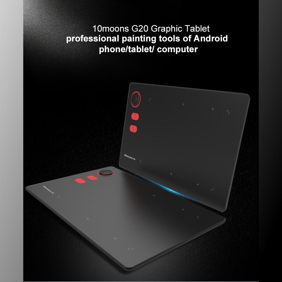 Графический планшет для рисования с роликовой клавишей. Цифровой планшет с большой активной областью G20. Поддержка планшета для телефонов Android и ПК с ОС Windows 7/10 и Mac OS PCAA.
