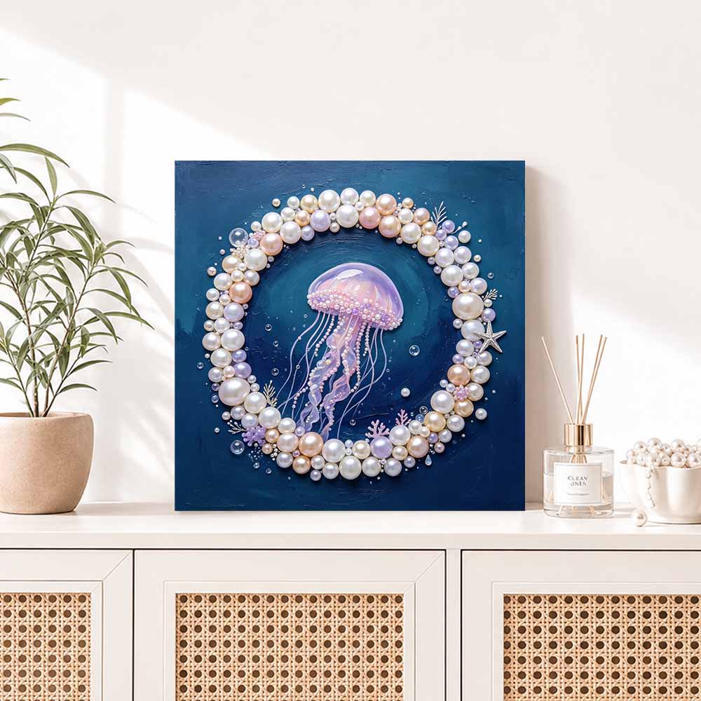 Pearl painting kit DIY jellyfish ocean theme for home or office wall decoration