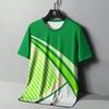 Men's Fashion Striped 3D Printed T-shirt, Summer Outdoor Comfortable Running Top, Personalized Casual Short Sleeved Sports Shirt