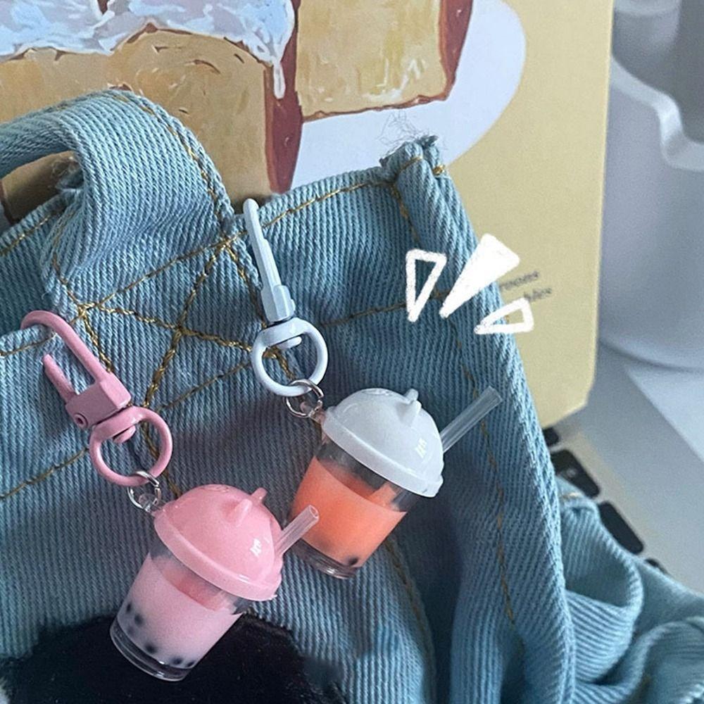 Брелоки для ключей автомобиля Брелок-подвеска для сумки с имитацией еды Полимерный брелок Мини-брелок в виде жемчужного молочного чая Мужские