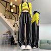 Black and White Striped Pants for Women In Spring and Autumn Draped Straight Sports Pants Loose Wide-leg Casual Trousers