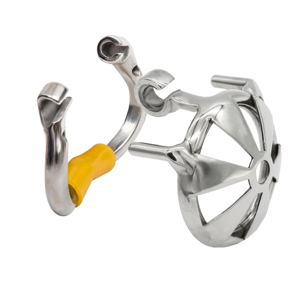 Супермаленькое мужское устройство целомудрия из нержавеющей стали, эргономичная клетка для члена с опорным кольцом, кольцевой замок на пенисе, пояс верности с невидимым замком M146