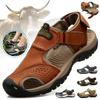 Мужские кожаные сандалии, летние походные уличные пляжные туфли, нескользящие мягкие мужские повседневные спортивные сандалии, забродные кроссовки на платформе