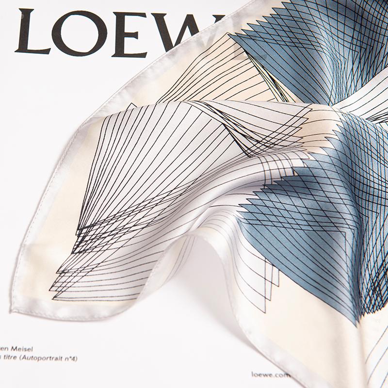 100% Natural Silk Square Scarf Women Casual Neckerchief Silk Headscarf Chinese Silk Foulard Femme Print Geometric Bandana65x65cm