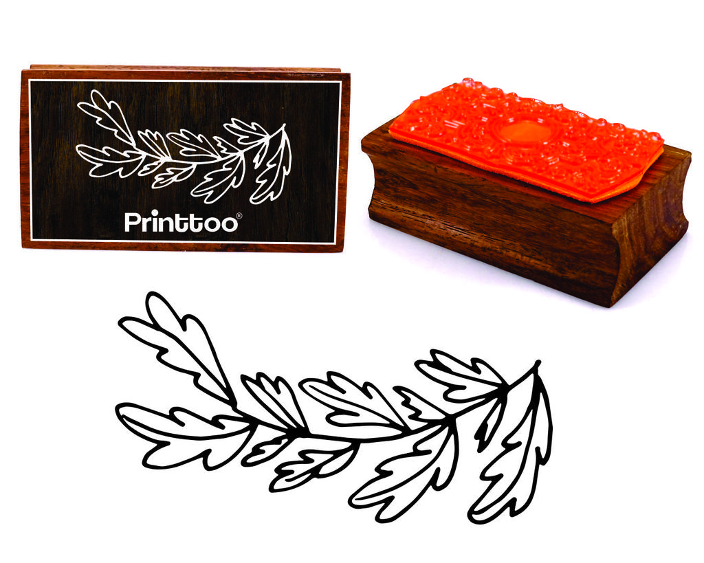 Printtoo Leaf Vine Design Прямоугольный деревянный блок резиновых штампов