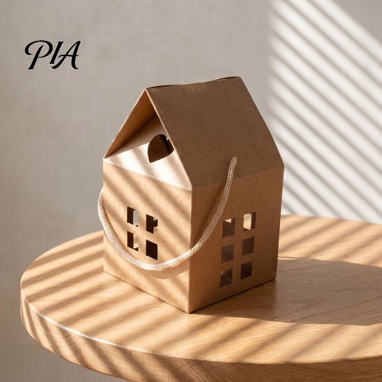 Aromatherapy Gift Packaging 10PCS House Shape Cardboard Candy Boxes, Hollow Window Design Containers Portable Favor Bags with Handles Rope, Decorative