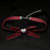 Fashionable Necklace with Bowknot and Heart Adjustable Collarbone Chain Handmade Choker Accessory for Stylish Women