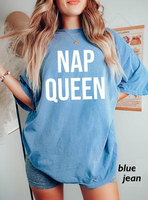 Nap Queen Shirt, Comfort Colors Oversized Tee, Cozy Homebody Lounge Top