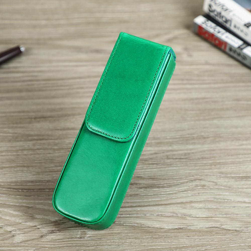 Роскошный футляр для перьевых ручек из натуральной кожи, 2 слота, для женщин и мужчин, дорожный кейс для хранения ручек, офисный, школьный, для колледжа, ручка, карандаш, канцелярские товары