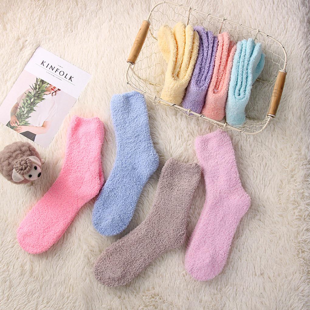 Women Socks Soft Coral Velvet Plush Thicken Floor Bed Sock For Autumn Winter Solid Color Warm Lady Socks