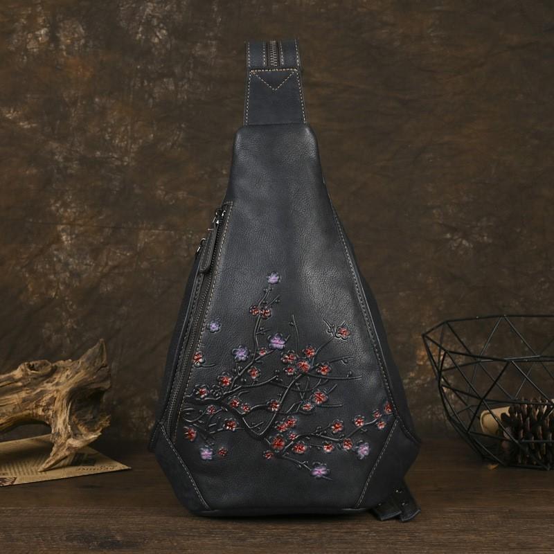 Johnature Женская нагрудная сумка из натуральной кожи с тиснением, ретро-сумка через плечо, многоцелевой рюкзак из коровьей кожи