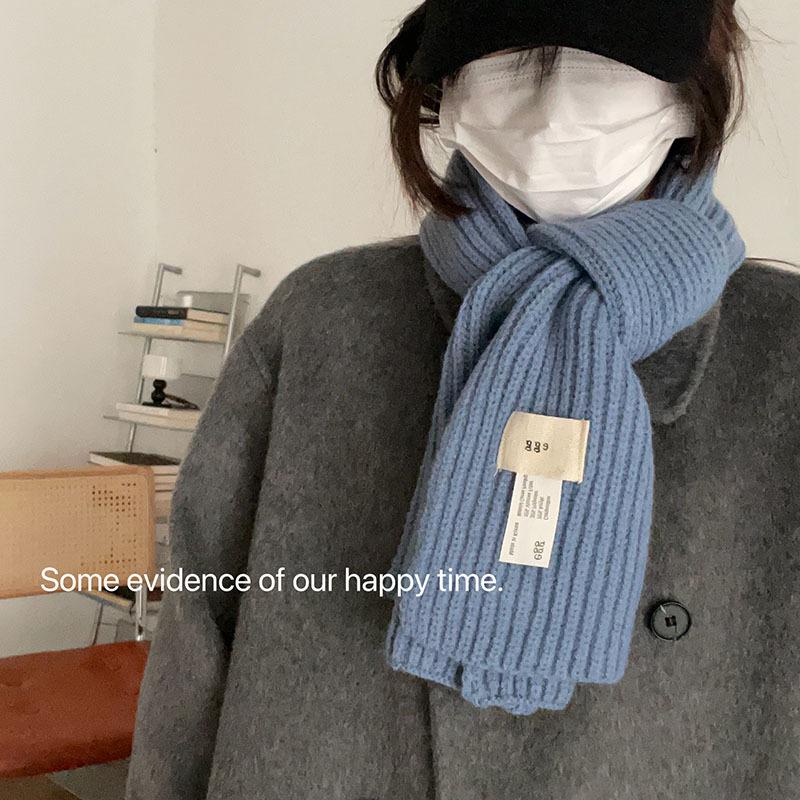 Scarf Designer Niche Macaron Candy Solid Color Cross Wool Fashion Ins Knitted Scarf