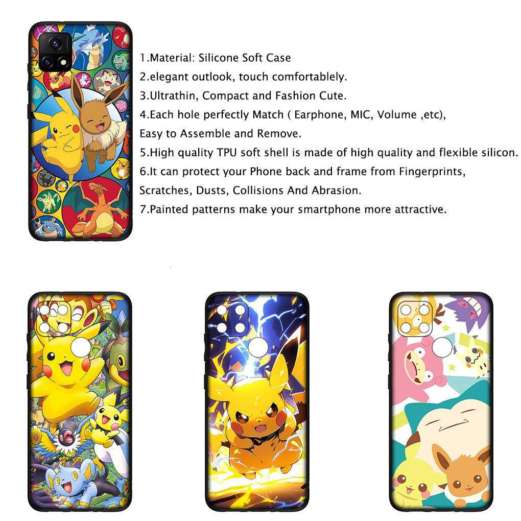 Чехол для iPhone 16 15 Xiaomi Redmi Note 14 13 12 11 Pro Max X 8 16e Samsung Galaxy S25 S24 S23 Moto OPPO Huawei Eevee Pokemon Pikachu милый чехол для телефона